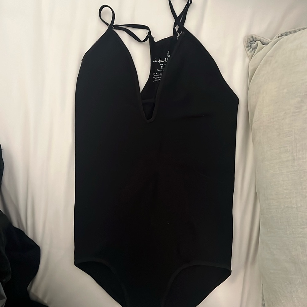 Free people black ribbed intimately bodysuit